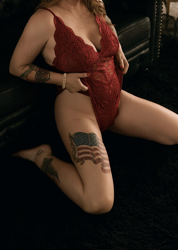 Sacramento boudoir for women of every age — a tasteful editorial portrait in red lace